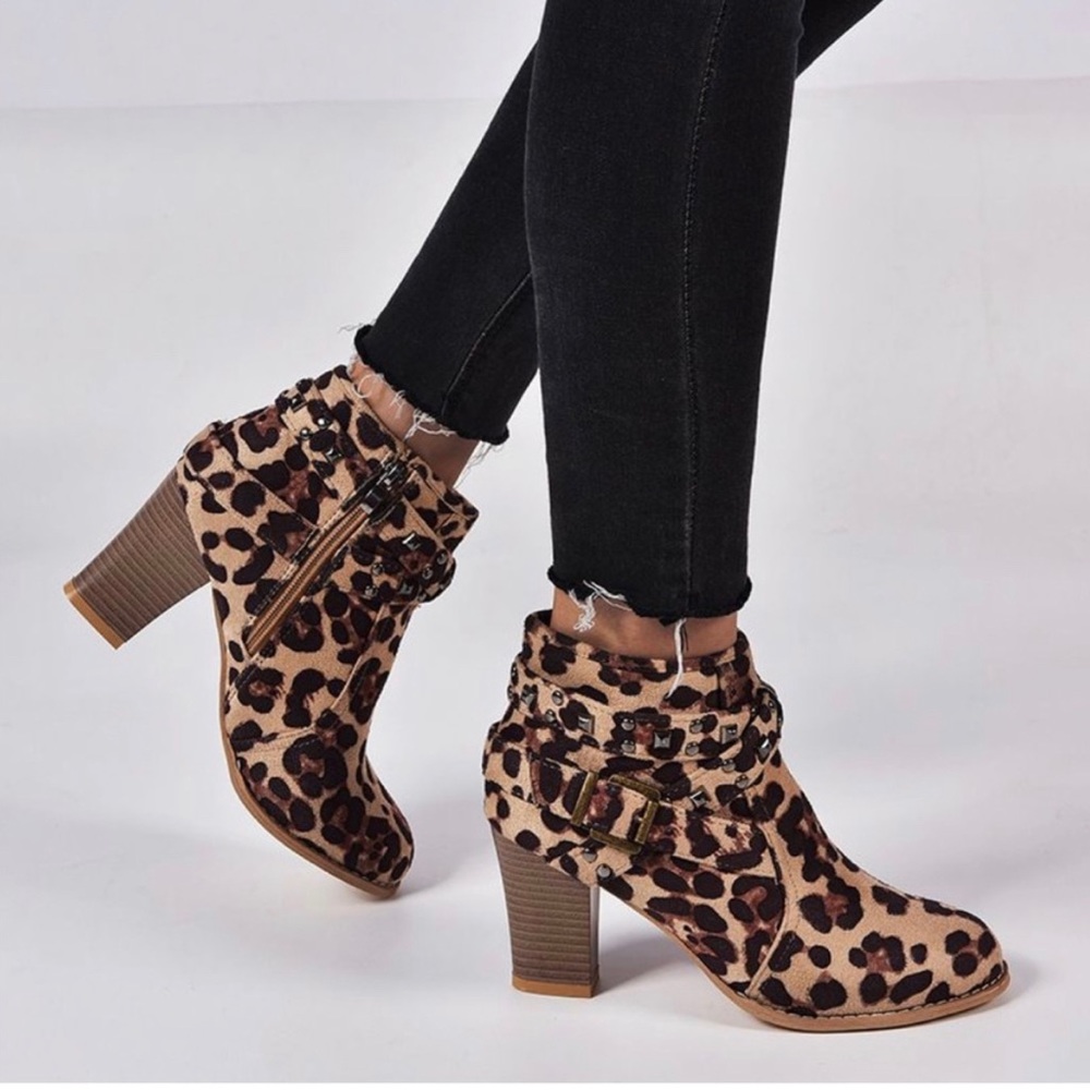 Strappy studded boots